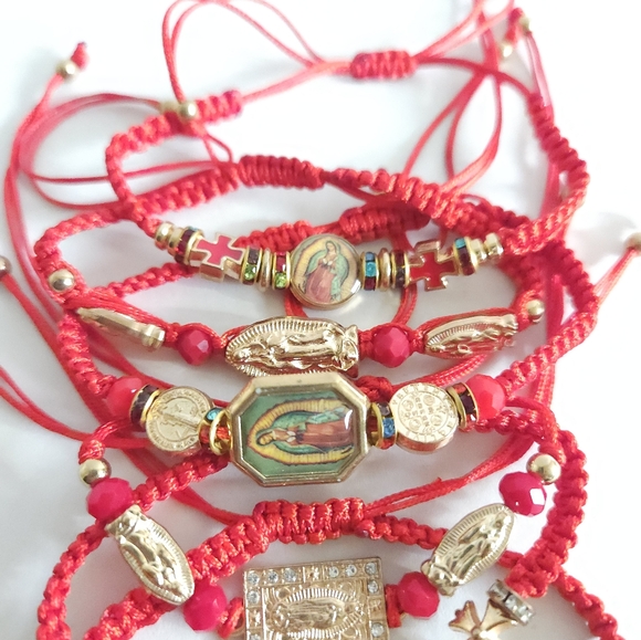 Thread Beaded Adjustable Bracelets religious Virgen de Guadalupe San Judas - Picture 4 of 16